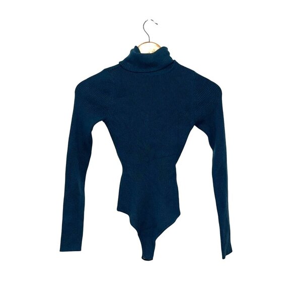 Abercrombie & Fitch Teal Ribbed Turtleneck Snap Crotch Women's Bodysuit Size XS - Picture 1 of 9